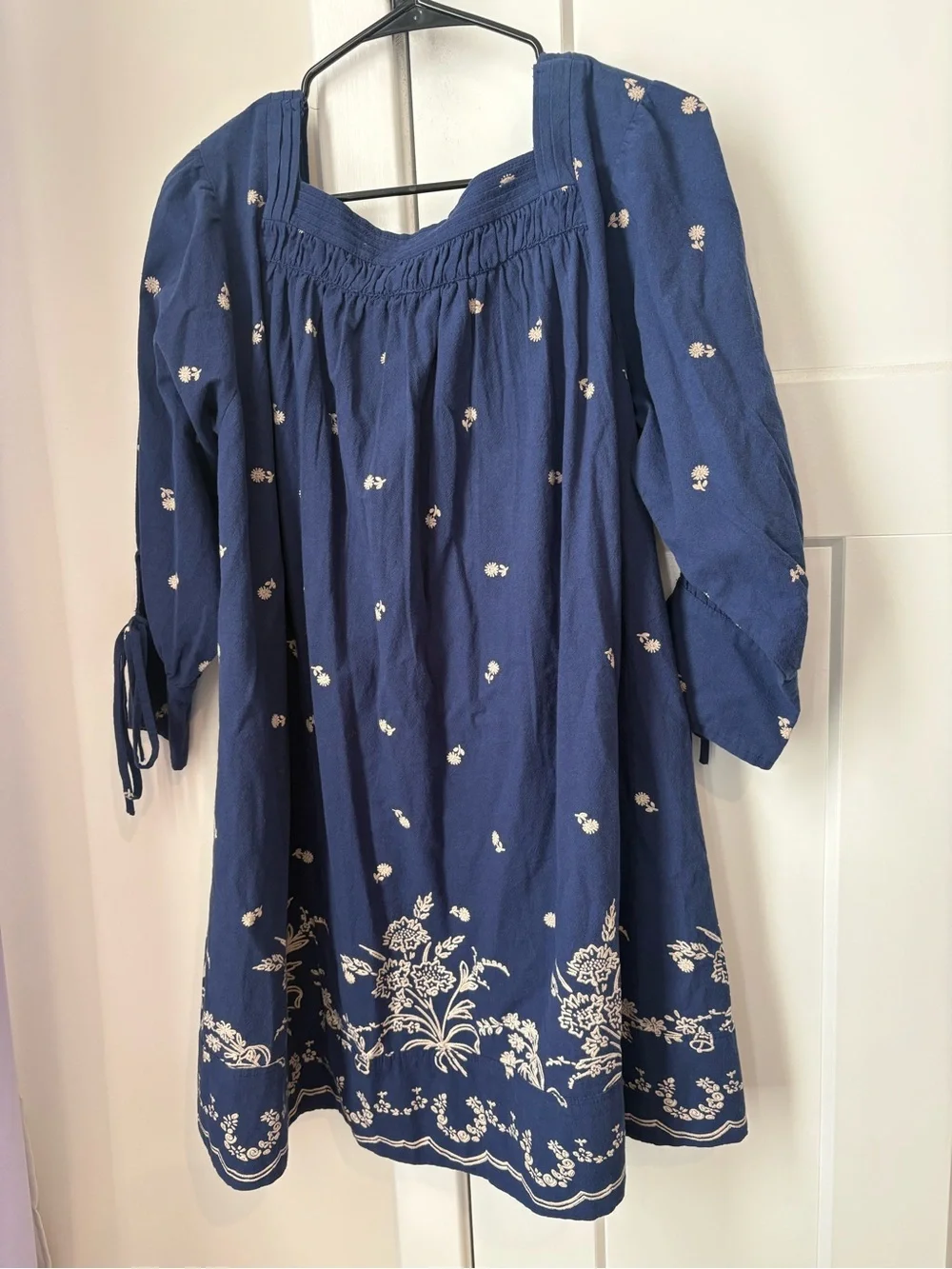 Free People Sonora Printed Mini Dress Navy Blue Medium